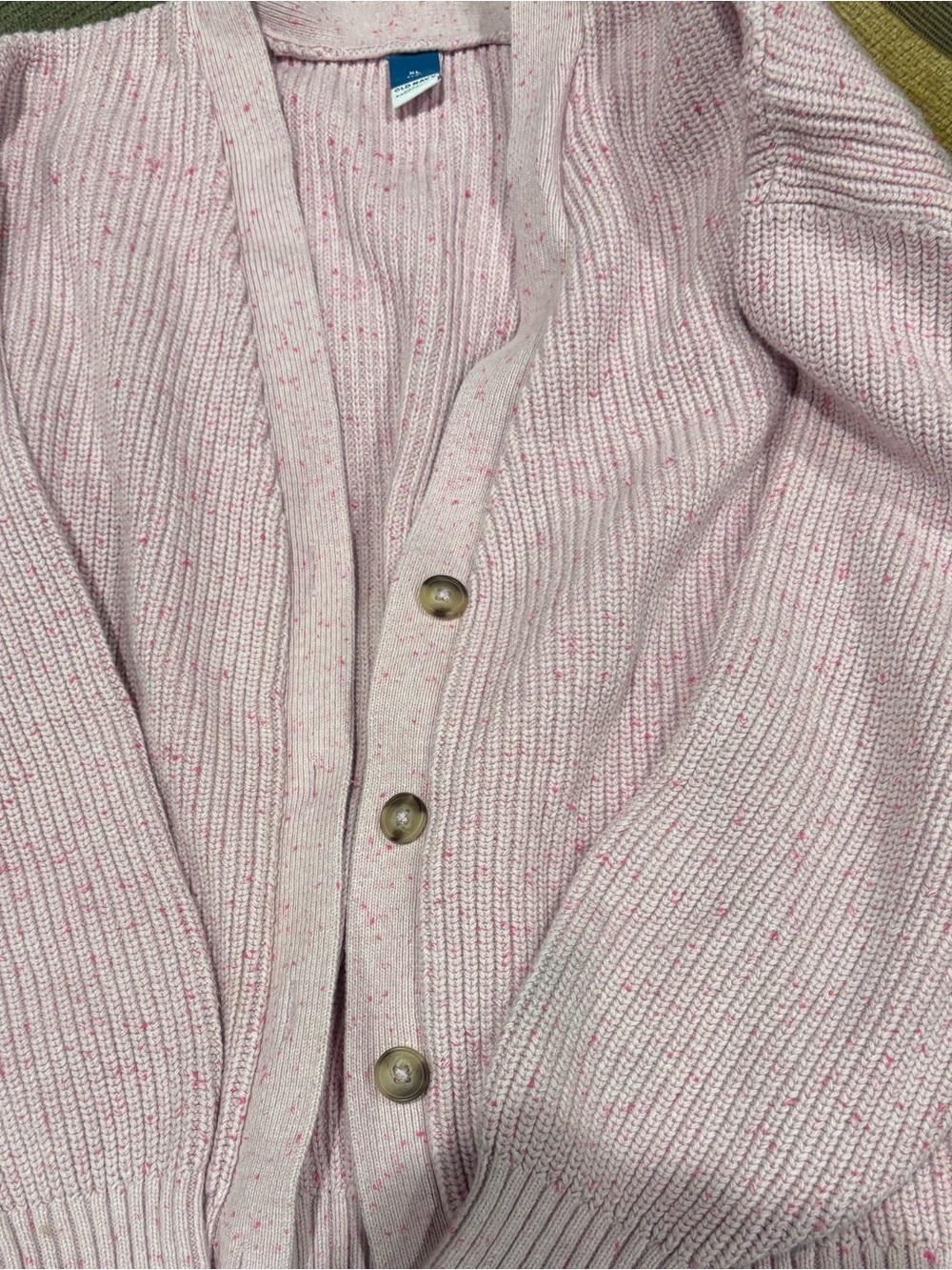 Cozy Pink Speckled Girls Cardigan Sweater
